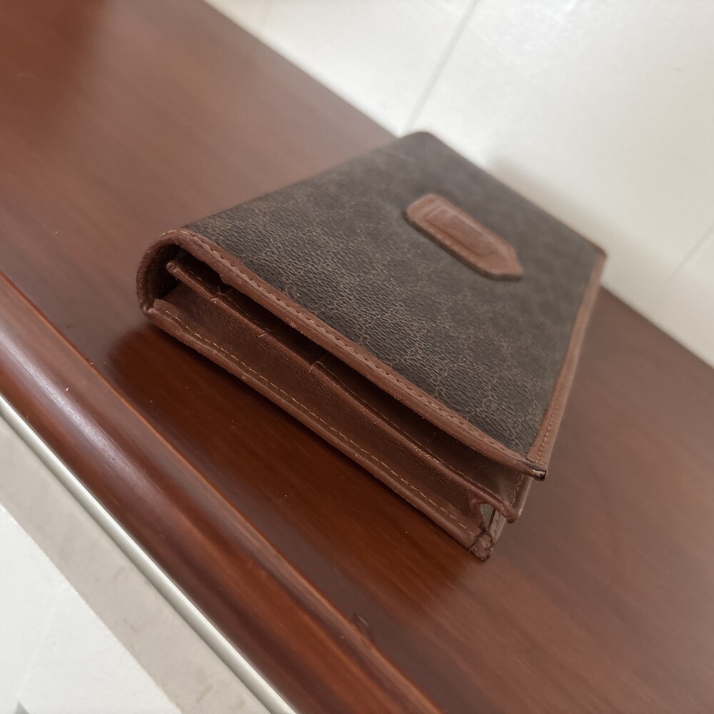 Celine Paris Long Wallet Macadam Brown Bi Fold Snap Coated Canvas Leather Trim - Picture 6 of 16
